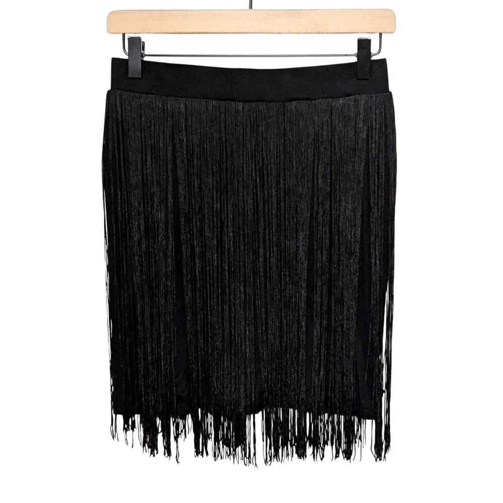 Chelsea & Theodore Skirt Womens S Black Fringe Pull On Boho Western Gypsy NWT